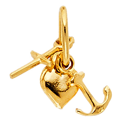 14K Yellow Gold 10mm Faith Hope and Charity Pendant