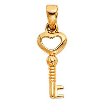 14K Yellow Gold 5mm Key to My Heart Pendant