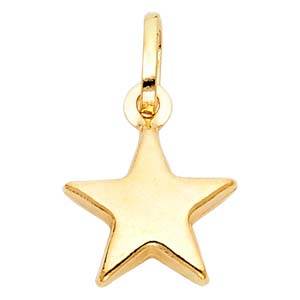 14K Yellow Gold 13mm Star Pendant