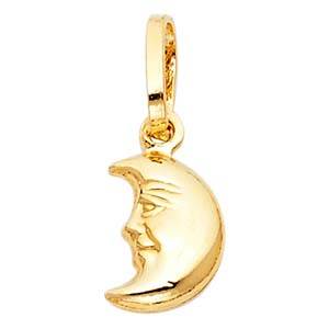 14K Yellow Gold 10mm Half Moon Face Pendant