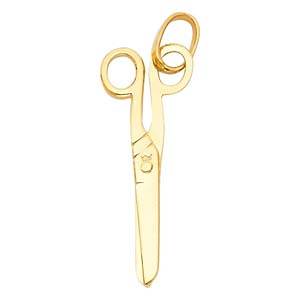 14K Yellow Gold 15mm Scissors Pendant
