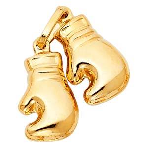 14K Yellow Gold 28mm Double Boxing Glove Pendant