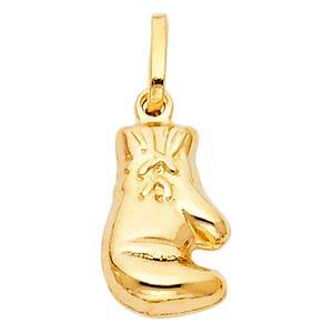 14K Yellow Gold 10mm Boxing Glove Pendant