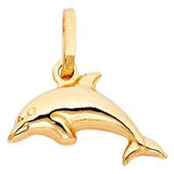 14K Yellow Gold 15mm Dolphin Pendant