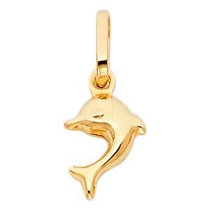 14K Yellow Gold 10mm Dolphin Pendant