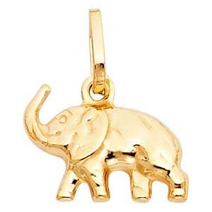 14K Yellow Gold 15mm Elephant Pendant