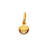 14K Yellow Gold 8mm Shell With Pearl Pendant