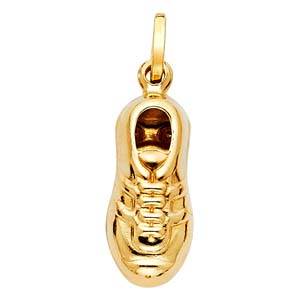14K Yellow Gold 10mm Soccer Shoes Enamel Pendant
