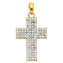 Load image into Gallery viewer, 14k Yellow Gold 15mm CZ Cross Religious Crucifix Pendant