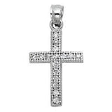 14k White Gold 15mm Cross CZ Religious Crucifix Pendant