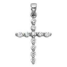 Load image into Gallery viewer, 14k White Gold 15mm Cross CZ Religious Crucifix Pendant