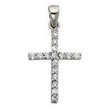 Load image into Gallery viewer, 14k White Gold 12mm Cross CZ Religious Pendant