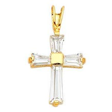 Load image into Gallery viewer, 14k Yellow Gold 11mm Cross CZ Religious Pendant