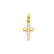 Load image into Gallery viewer, 14k Yellow Gold 8mm Cross CZ Religious Pendant