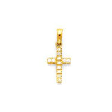 14k Yellow Gold 8mm Cross CZ Religious Pendant