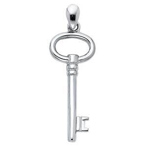 14K White Gold 10mm Key To My Heart Pendant