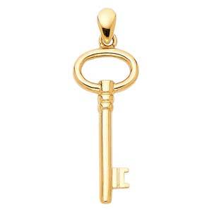 14K Yellow Gold 10mm Key to My Heart Pendant
