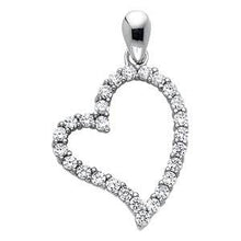Load image into Gallery viewer, 14K White Gold 15mm CZ Open Heart Pendant