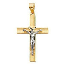 Load image into Gallery viewer, 14K Gold Tri Color 20mm Jesus Crucifix Cross Religious Pendant - silverdepot
