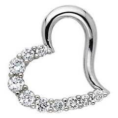 14K White Gold 17mm CZ Journey Open Heart Pendant