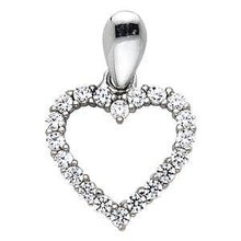 Load image into Gallery viewer, 14K White Gold 12mm open Hearts CZ Pendant