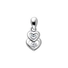 Load image into Gallery viewer, 14K White Gold 7mm Interlocking Hearts CZ Pendant