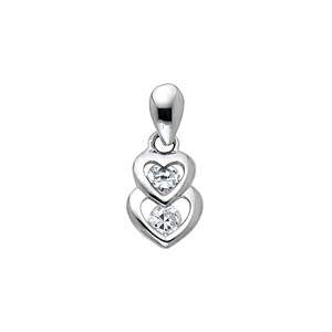 14K White Gold 7mm Interlocking Hearts CZ Pendant