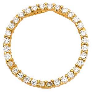 14K Yellow Gold 18mm Journey Circle of Life CZ Pendant