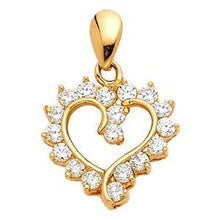 Load image into Gallery viewer, 14K Yellow Gold 13mm CZ Open Heart Pendant