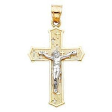 Load image into Gallery viewer, 14K Gold 19mm Two Tone Jesus Crucifix Cross Religious Pendant - silverdepot