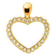 Load image into Gallery viewer, 14K Yellow Gold 17mm CZ Open Heart Pendant