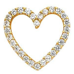 14K Yellow Gold 15mm CZ Open Heart Pendant