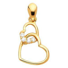 Load image into Gallery viewer, 14K Yellow Gold 10mm Interlocking Hearts CZ Pendant
