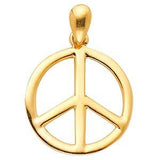 14K Yellow Gold 15mm Peace Sign CZ Pendant