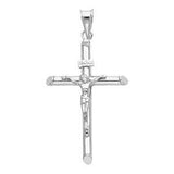 14K White Gold 20mm Jesus Religious Cross Crucifix Pendant