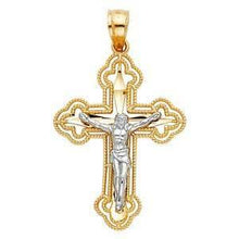 Load image into Gallery viewer, 14K Gold 18mm Two Tone Jesus Crucifix Cross Religious Pendant - silverdepot