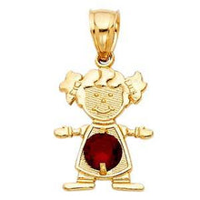 Load image into Gallery viewer, 14k Yellow Gold 12mm January Birthstone CZ Girl Pendant