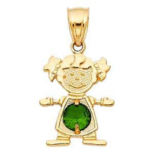Load image into Gallery viewer, 14k Yellow Gold 12mm May Birthstone CZ Girl Pendant