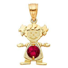 Load image into Gallery viewer, 14k Yellow Gold 12mm July Birthstone CZ Girl Pendant