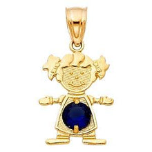 Load image into Gallery viewer, 14k Yellow Gold 12mm September Birthstone CZ Girl Pendant