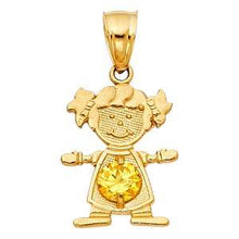 Load image into Gallery viewer, 14k Yellow Gold 12mm November Birthstone CZ Girl Pendant