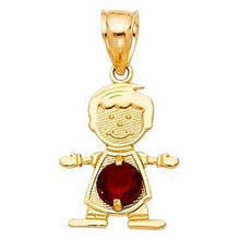 Load image into Gallery viewer, 14k Yellow Gold 12mm January Birthstone CZ Boy Pendant