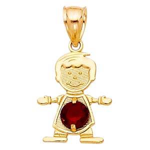 14k Yellow Gold 12mm January Birthstone CZ Boy Pendant