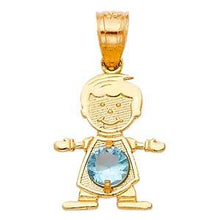 Load image into Gallery viewer, 14k Yellow Gold 12mm March Birthstone CZ Boy Pendant