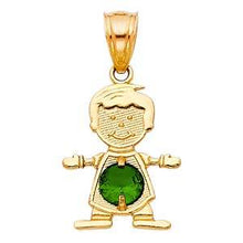 Load image into Gallery viewer, 14k Yellow Gold 12mm May Birthstone CZ Boy Pendant