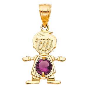 14k Yellow Gold 12mm June Birthstone CZ Boy Pendant
