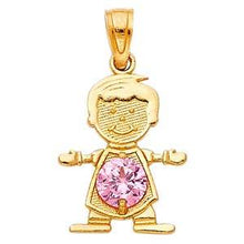 Load image into Gallery viewer, 14k Yellow Gold 12mm October Birthstone CZ Boy Pendant
