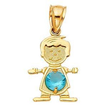 Load image into Gallery viewer, 14k Yellow Gold 12mm December Birthstone CZ Boy Pendant