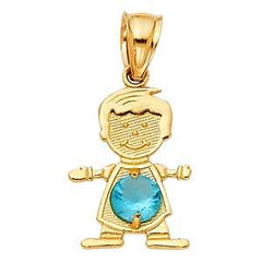 14k Yellow Gold 12mm December Birthstone CZ Boy Pendant