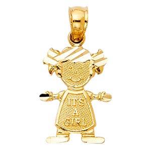 14k Yellow Gold 10mm Girl Pendant